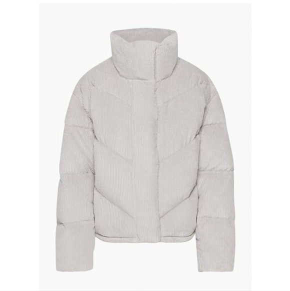 NWT WILFRED Cloud Puff Coat Gull Grey Cush Cord Corduroy Jacket M Aritzia - Picture 6 of 14